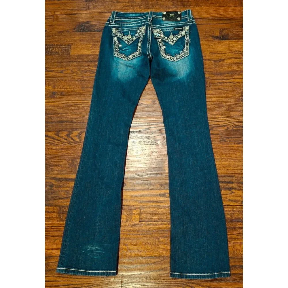 Miss Me Boot Cut Denim Blue Jeans Women's Size 28 - Picture 2 of 2